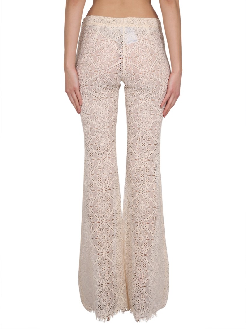 Shop Dsquared2 Flared Pants With Intricate All-over Embroidery In Neutrals