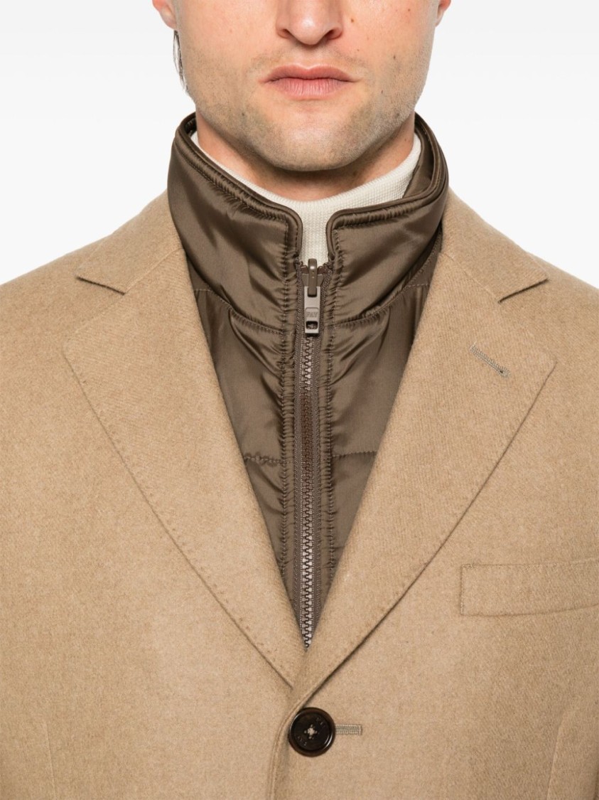 Fay Darted Silhouette Tailored Wool Coat In Brown