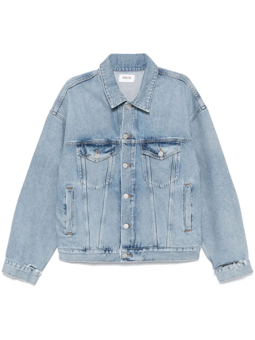 Agolde Light Blue Front Button Fastening Stefano Jacket In Blue