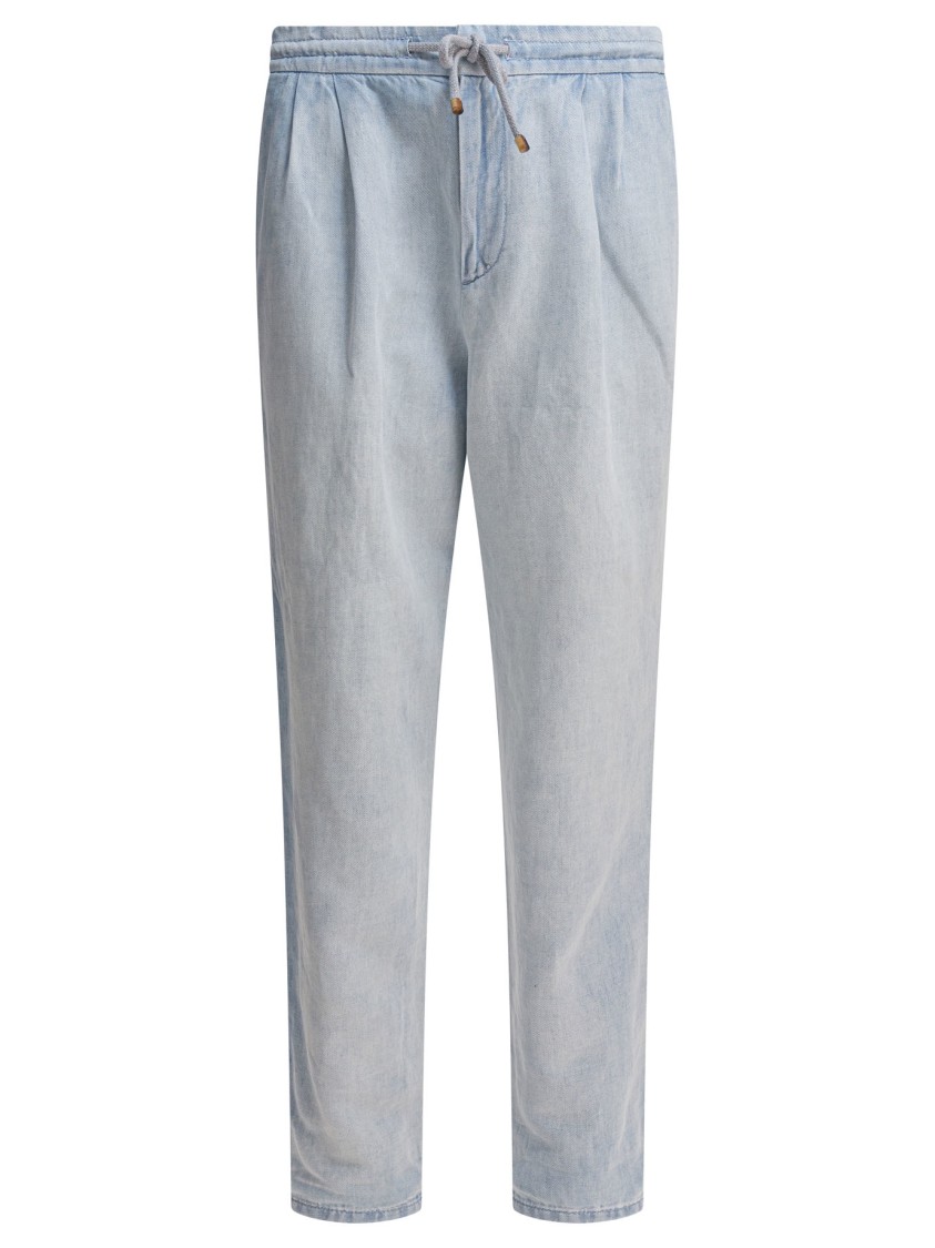 Brunello Cucinelli Light Blue Relaxed-fit Trousers
