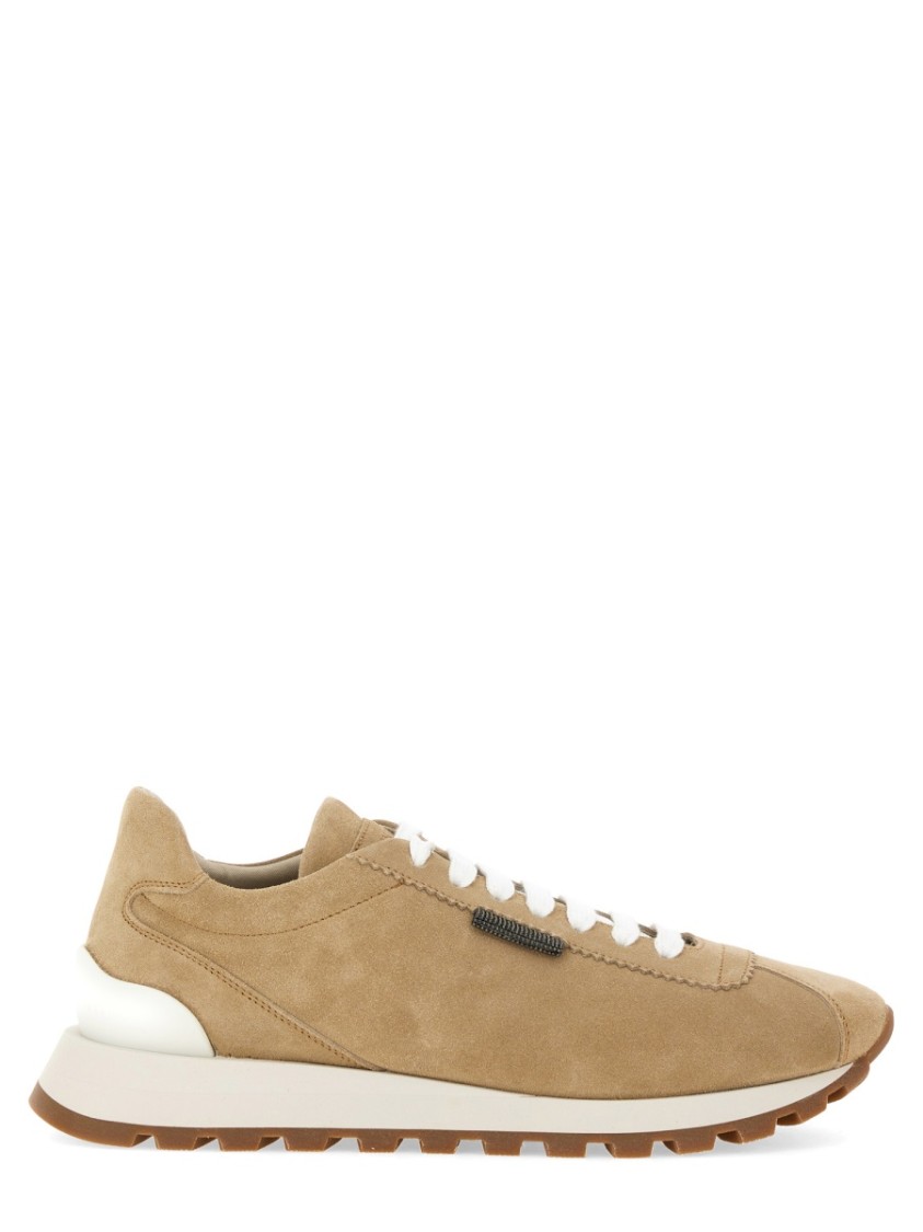 Brunello Cucinelli Suede Upper Rubber Sole Sneaker In Neutrals