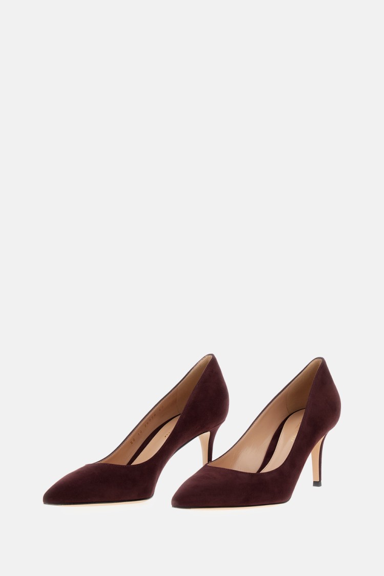 Gianvito Rossi Burgundy Suede  Pumps With 70 Mm Heel In Black