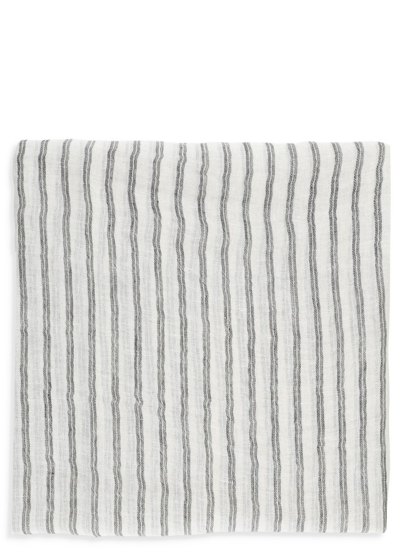 Brunello Cucinelli Sparkling Striped Double Knit Scarf In White