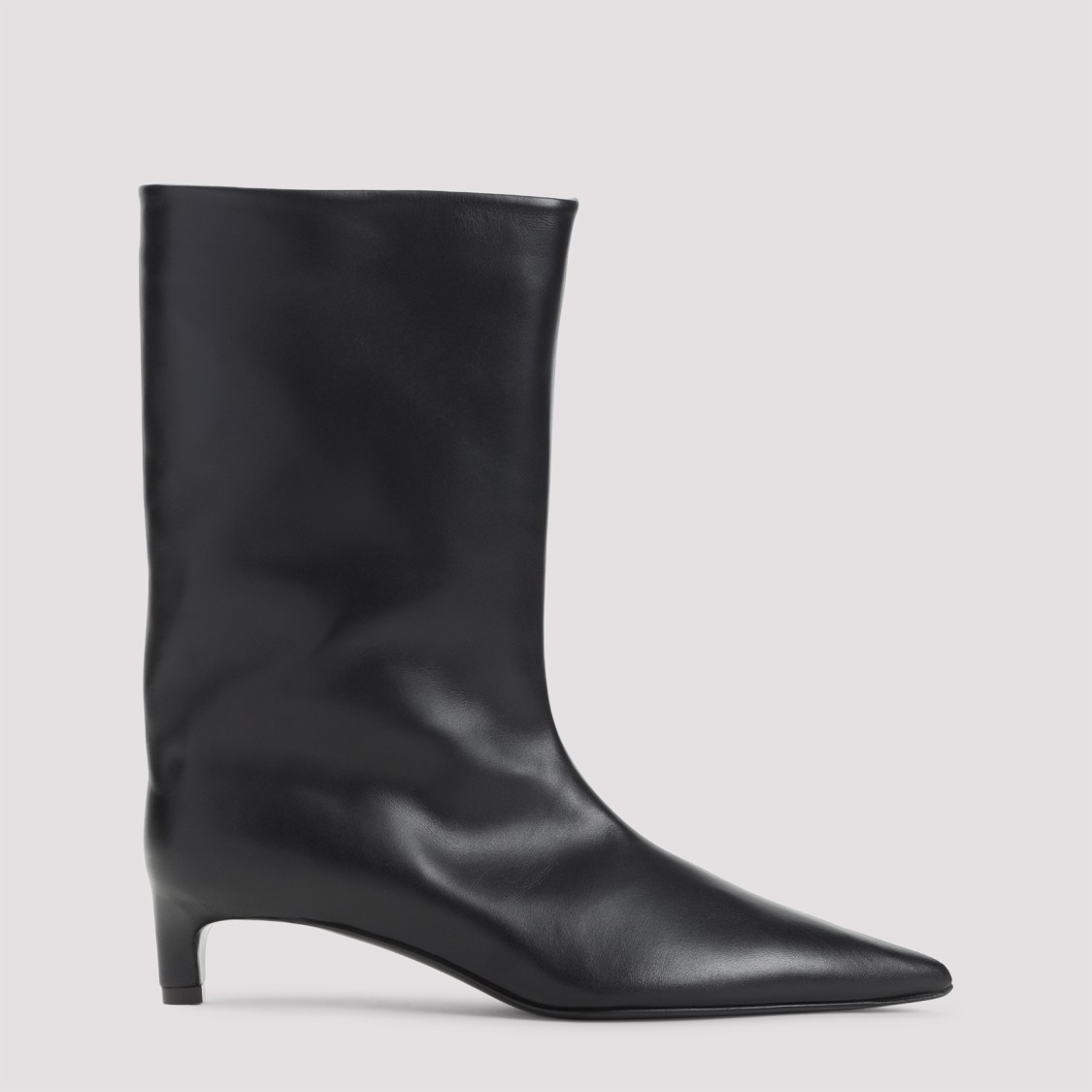 Jil Sander Black Calf Leather High Boot In Black