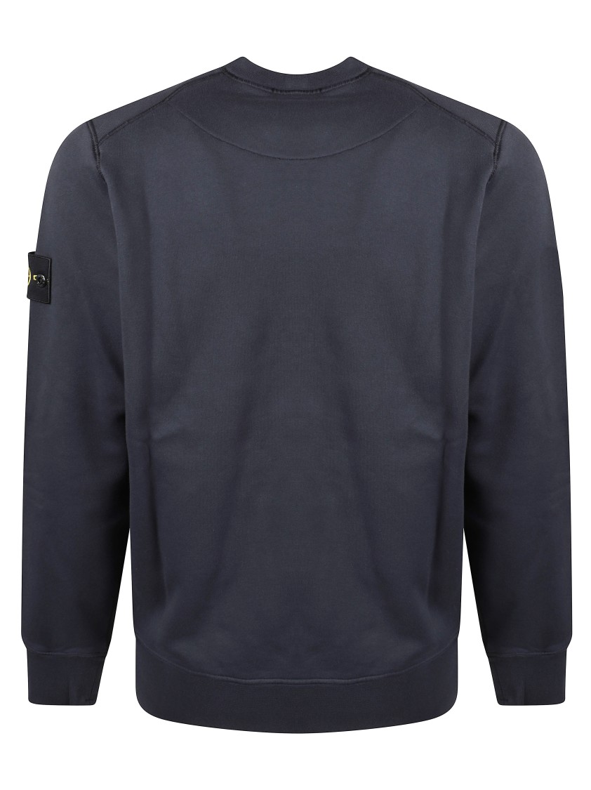 Stone Island Classic Crew Neck Sweater With Logo Patch Detail In Black
