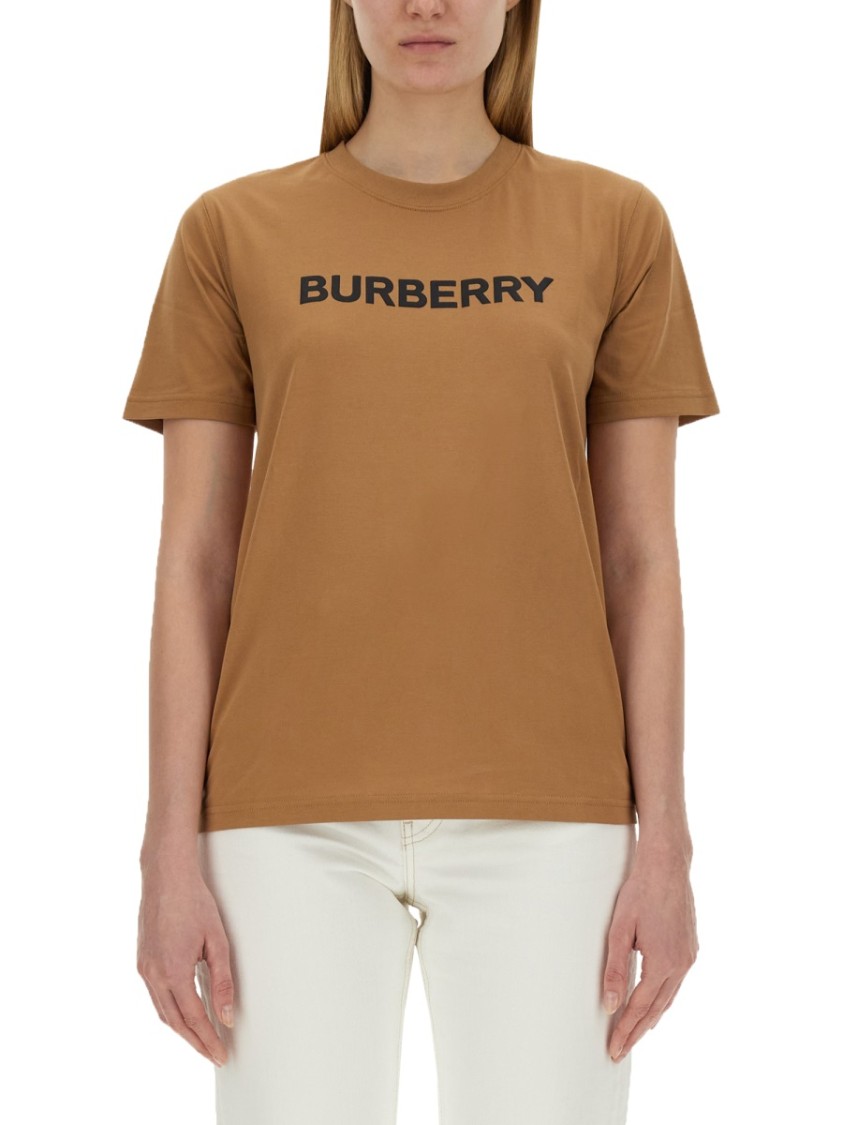 Burberry Beige T-shirt With Logo Print On Front In Cotton Woman In Brown