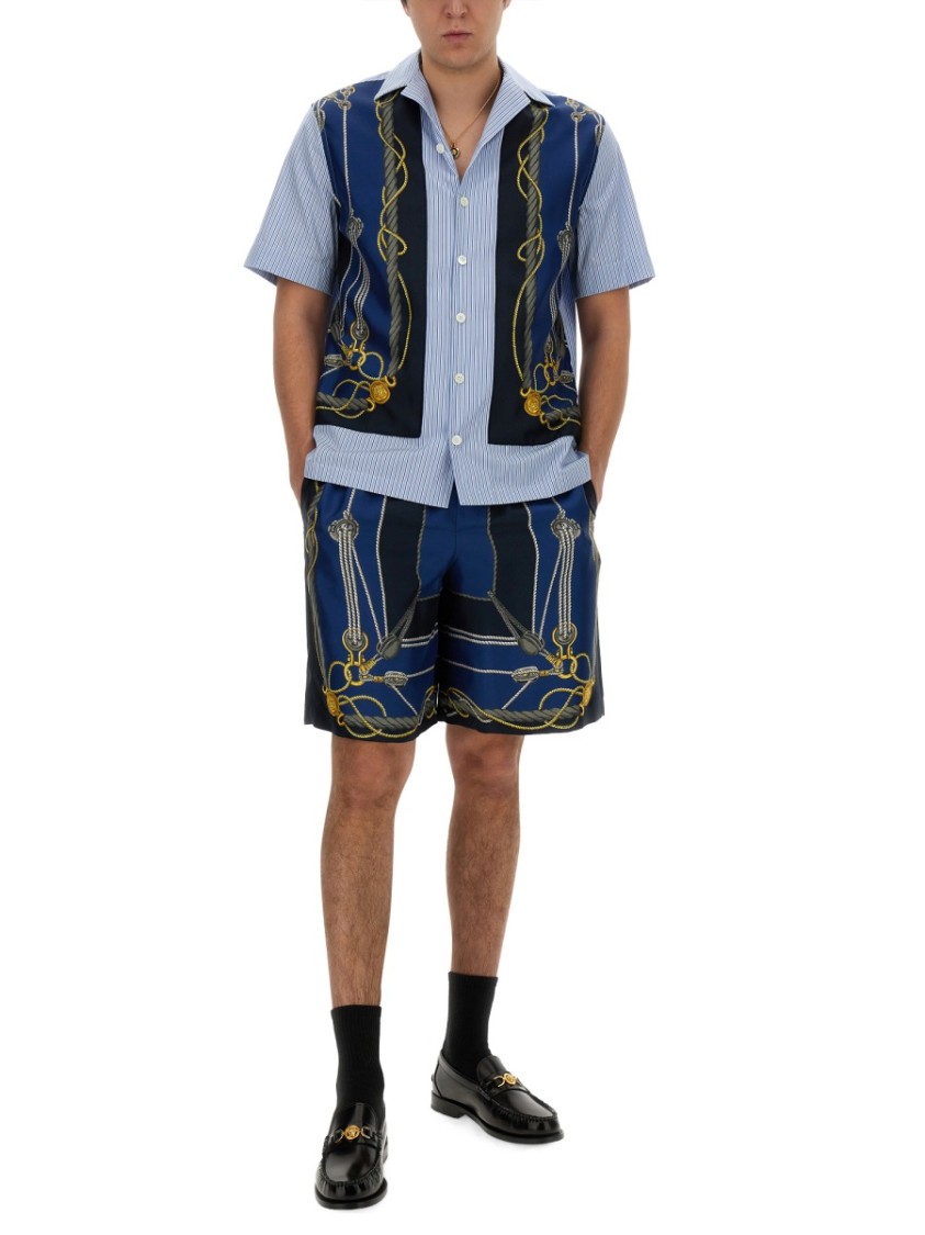Versace Pattern-printed Elasticated Waistband Bermuda Shorts In Multicolor