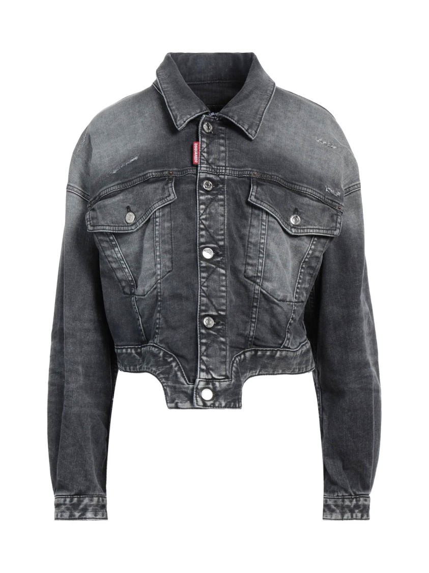 Dsquared2 Raw Cut Jean Denim Jacket In Gray
