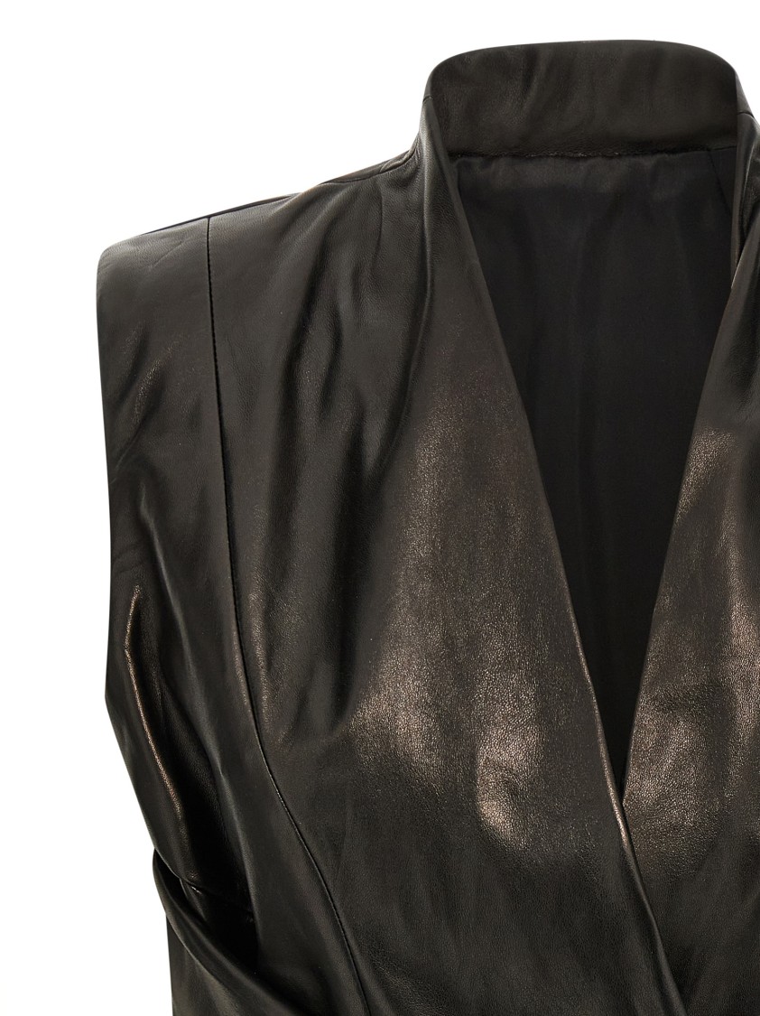 Rick Owens Nappa Leather Vest With Flared Silhouette In Black