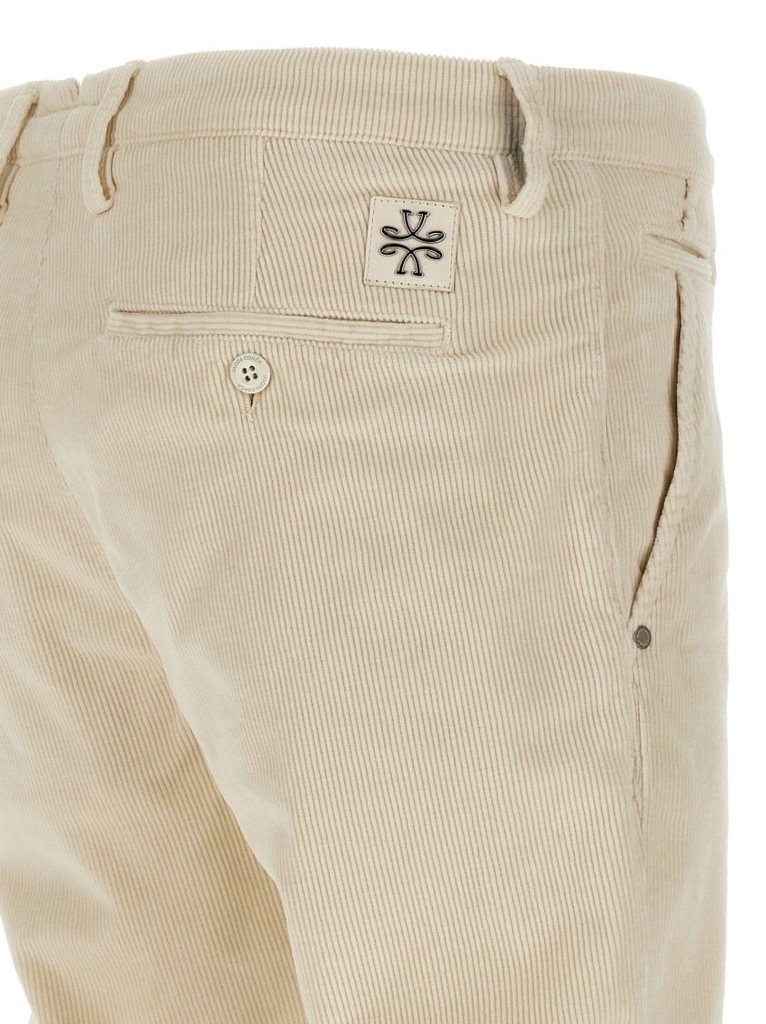 Jacob Cohen Velvet Trousers With Back And Side Pockets In Neutral