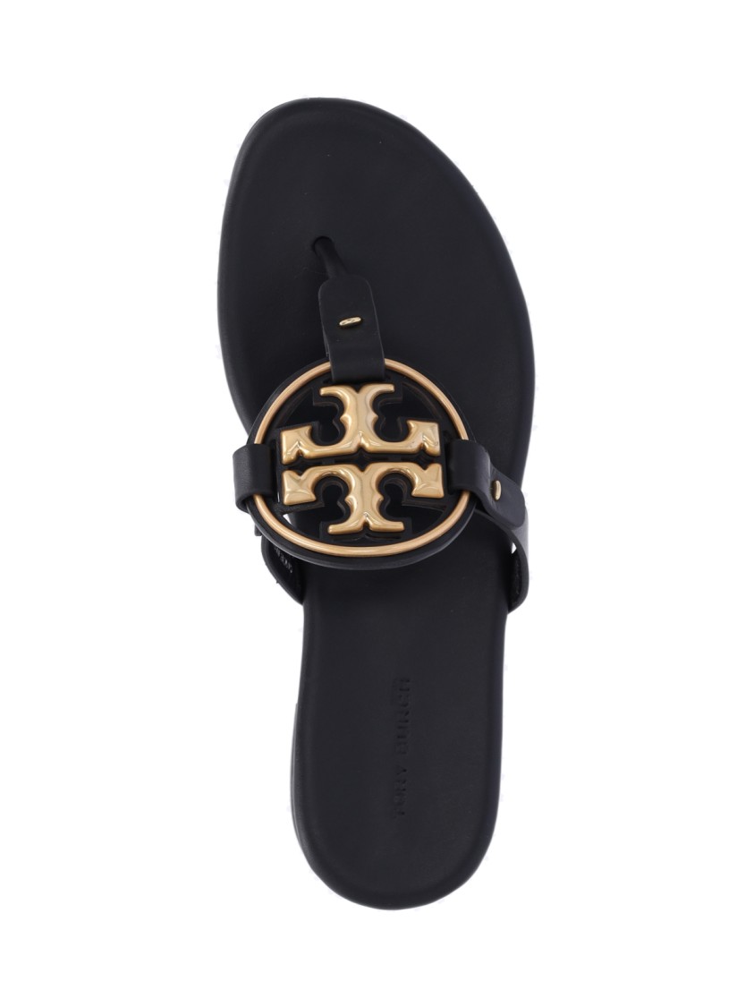 Tory Burch Miller Nappa Leather Logo Sandals In Black