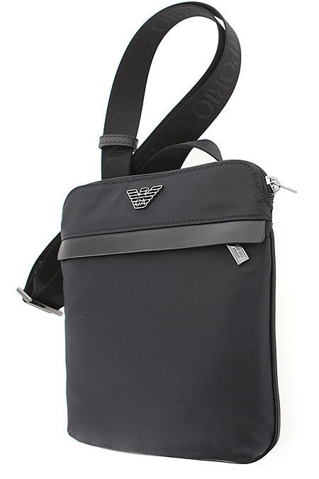 Emporio Armani Black Polyamide Small Flat Messenger Bag