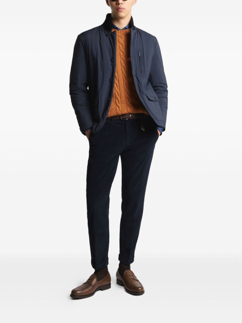 Fay Contemporary Blue Coat With High Collar In Blue