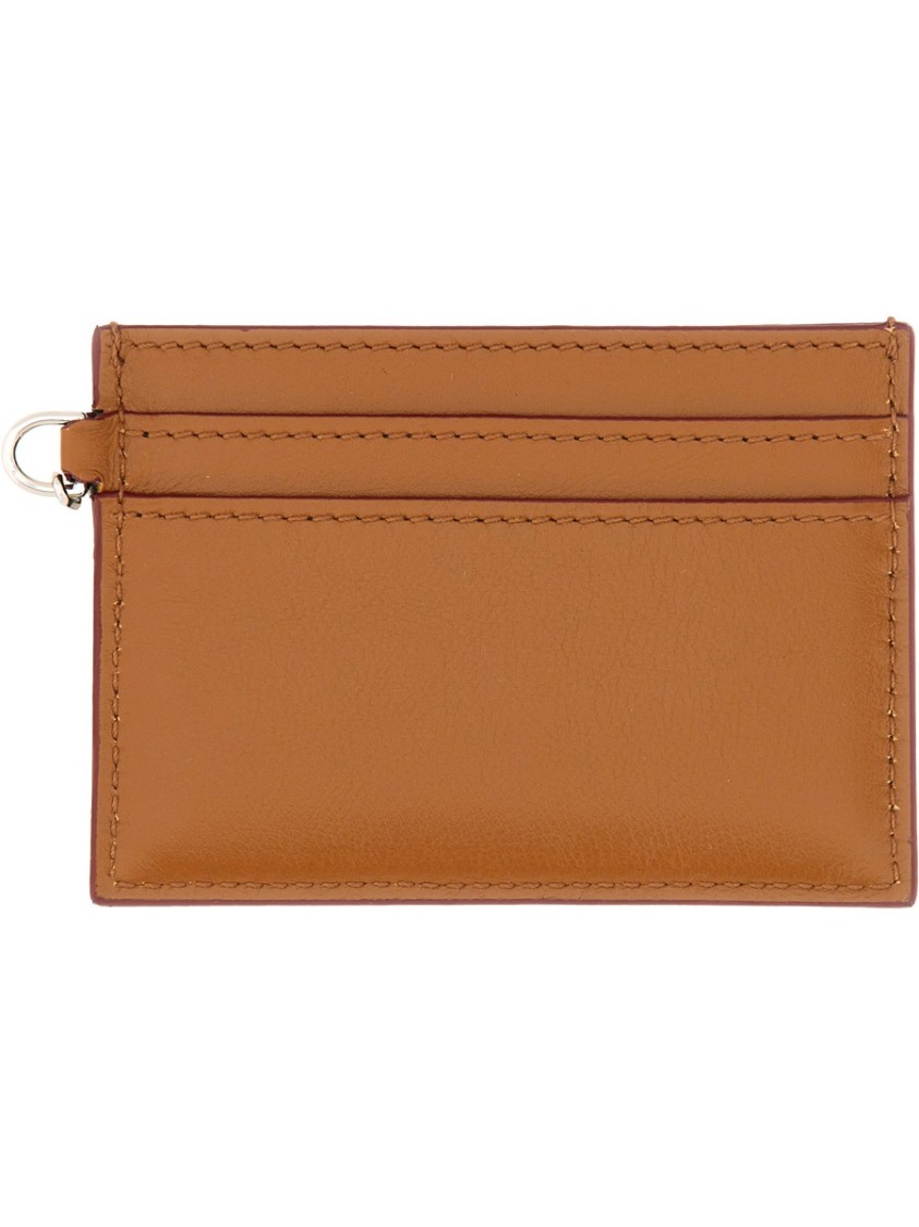 Alexander Mcqueen Chain Attached Crossbody Card Holder In Brown