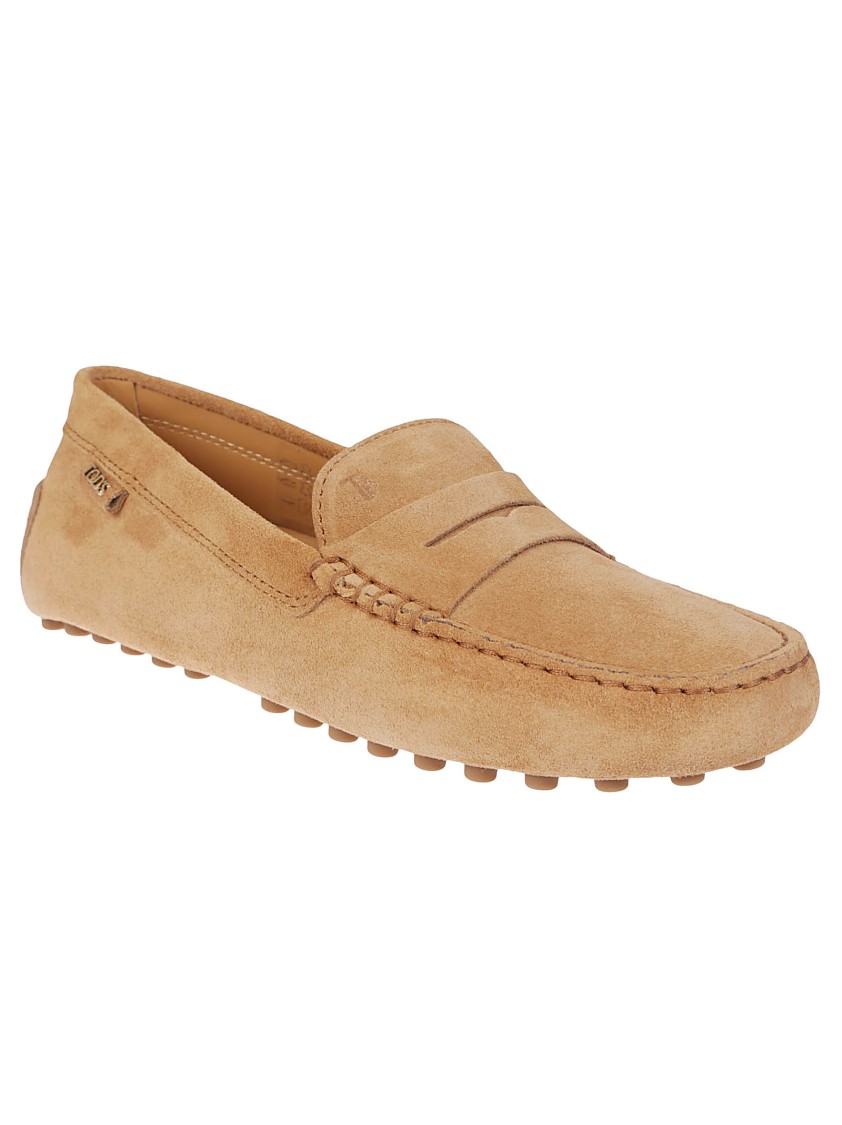 Tod's Classic Moccasin Loafers With Rubber Studded Sole In Neutral