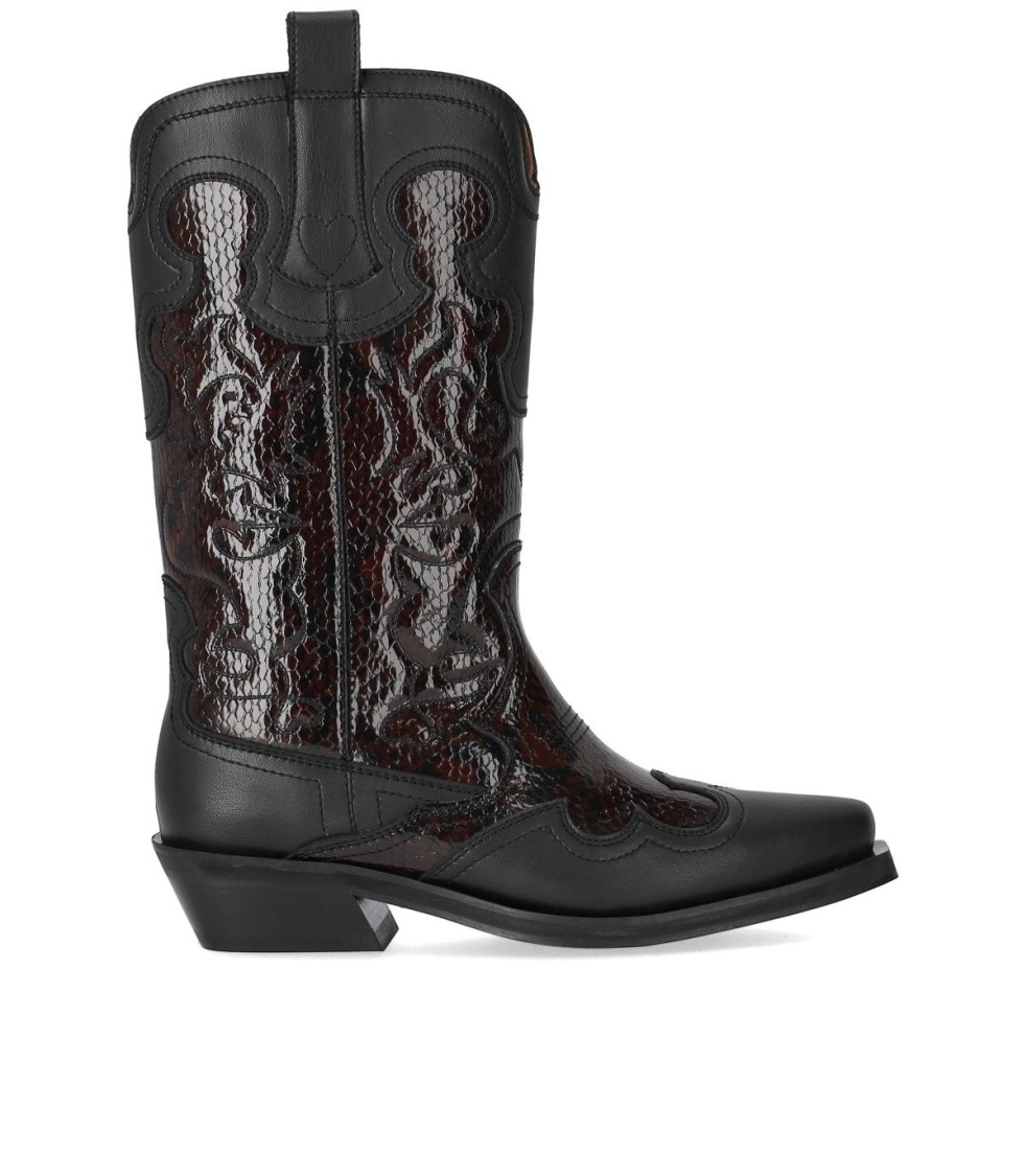 ブーツその他 Ganni Black Reptile Effect Texan Boot Ganni Black Reptile Effect Texan Boot | ModeSens