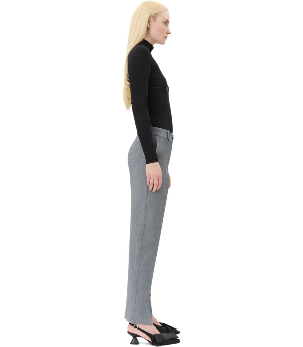 Ganni Grey Melange Trouser In Gray