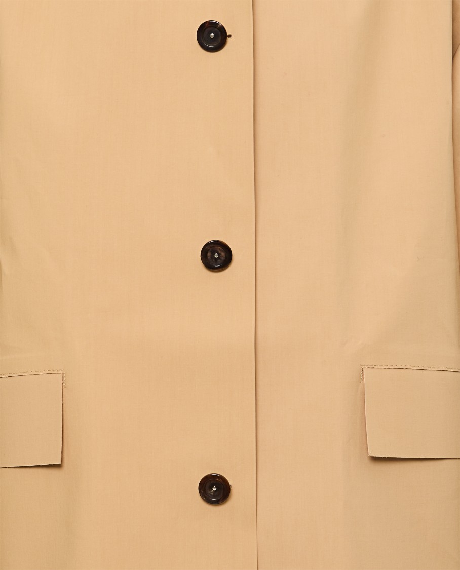 Kassl Editions Short Beige Trench Coat With Removable Hood In Neutral