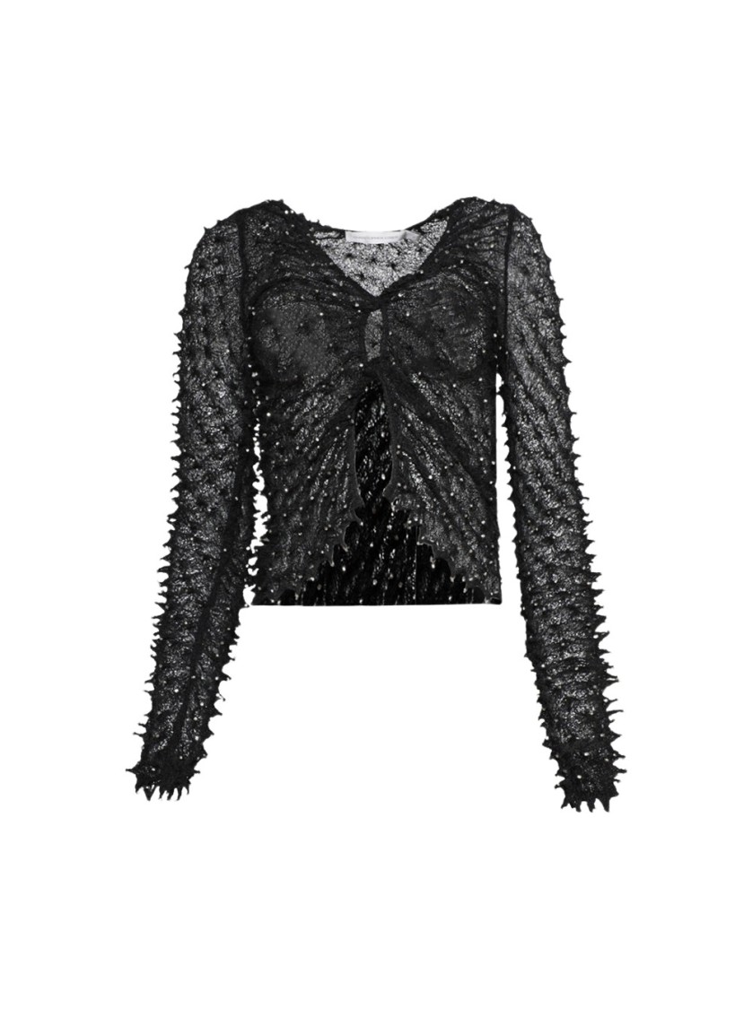 Christopher Esber Shibori Crystal-embellished Open-twist Top In Black