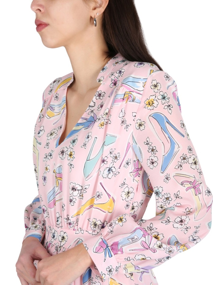 Boutique Moschino Floral-print Long-sleeved Mini Dress In Purple