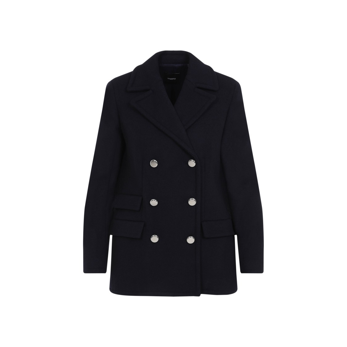 Theory Baltic Blue Recycled Wool Peacoat In Black