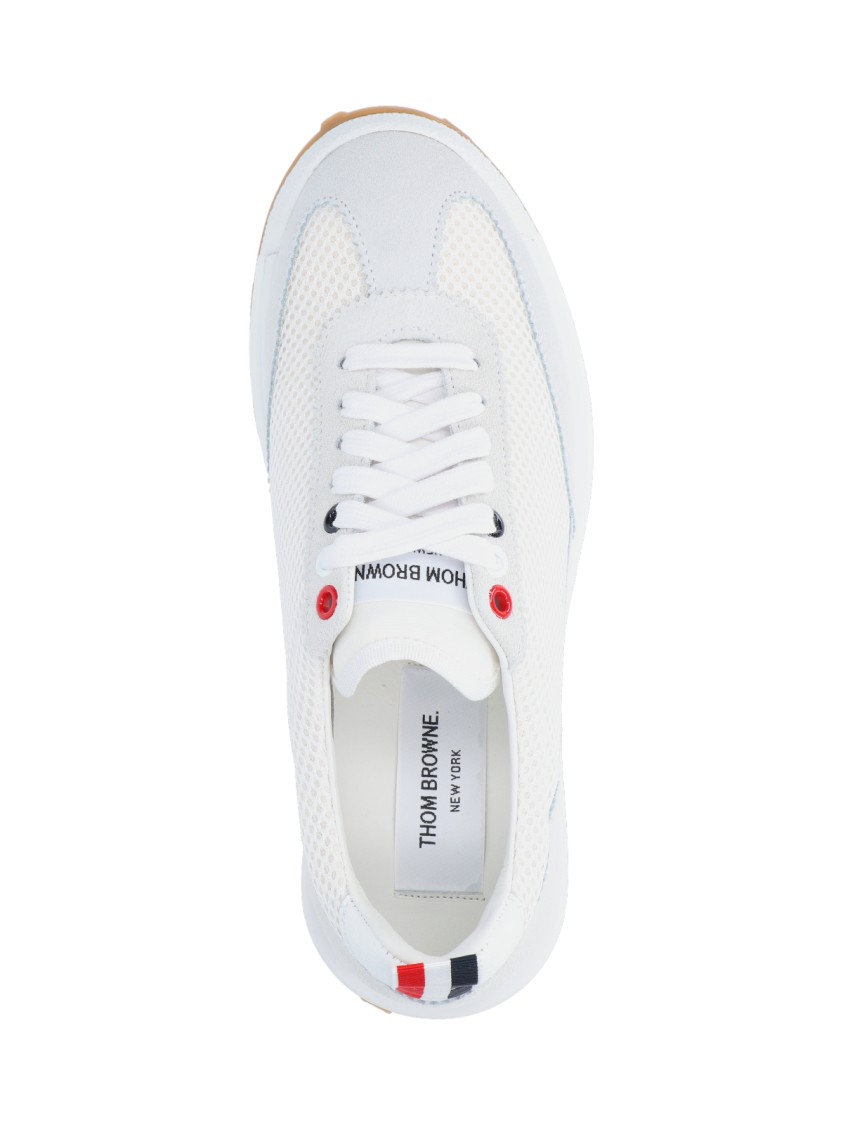 Thom Browne Mesh Low-top Sneakers With Red And Blue In White