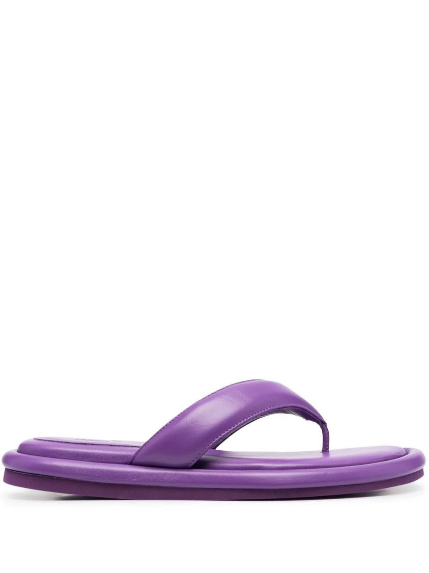 Gia Borghini Gia 5 New Leather Flip-flops In Purple