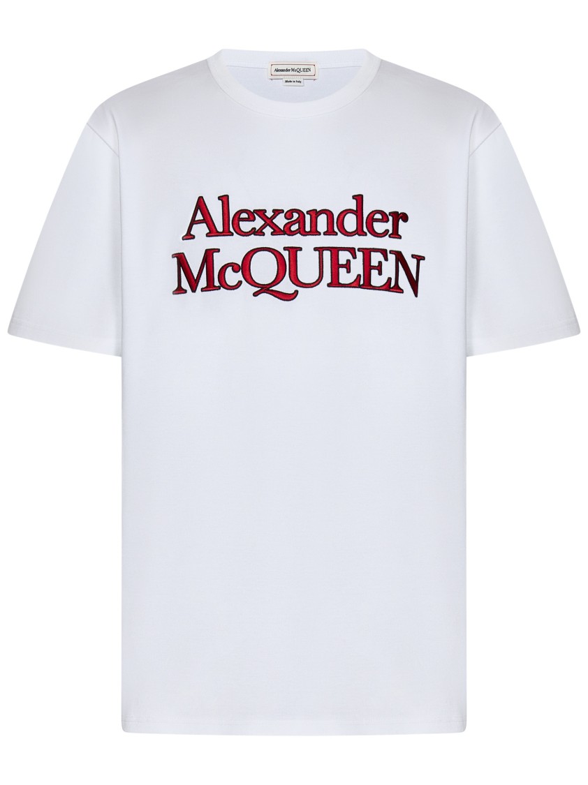Alexander Mcqueen Loose Fit Cotton T-shirt With Crew Neck And Lateral Slits In White