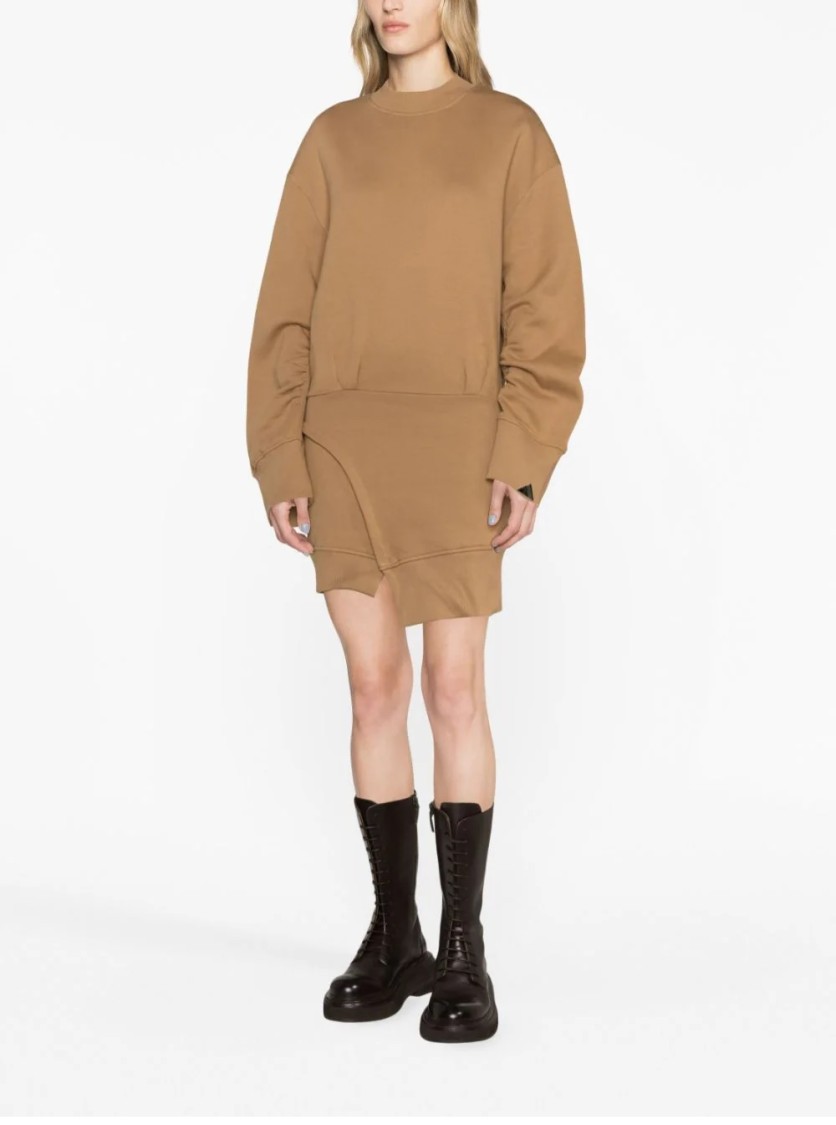 Attico Ivory Cotton Sweatshirt Dress In Brown
