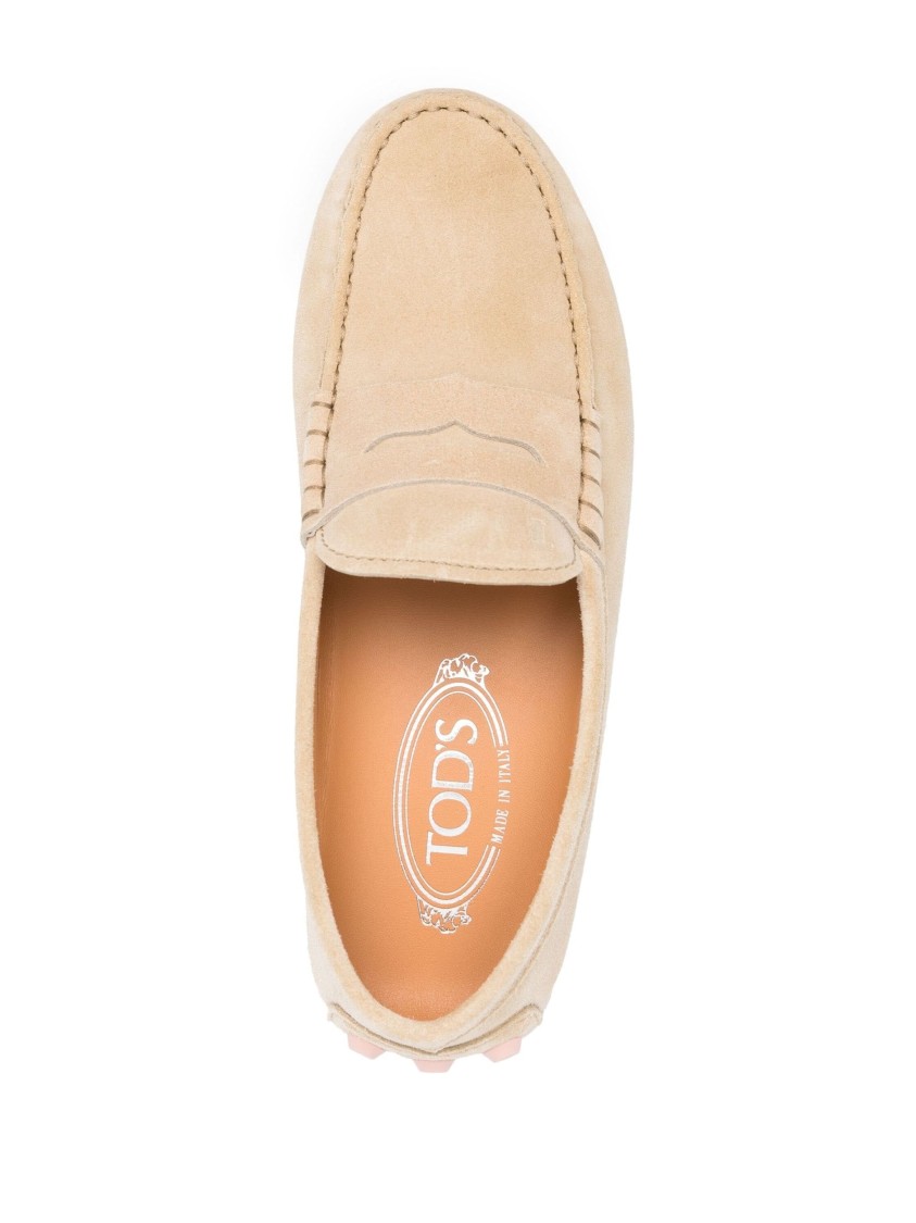 Tod's Gommino Bubble Suede Mocasins In Neutral