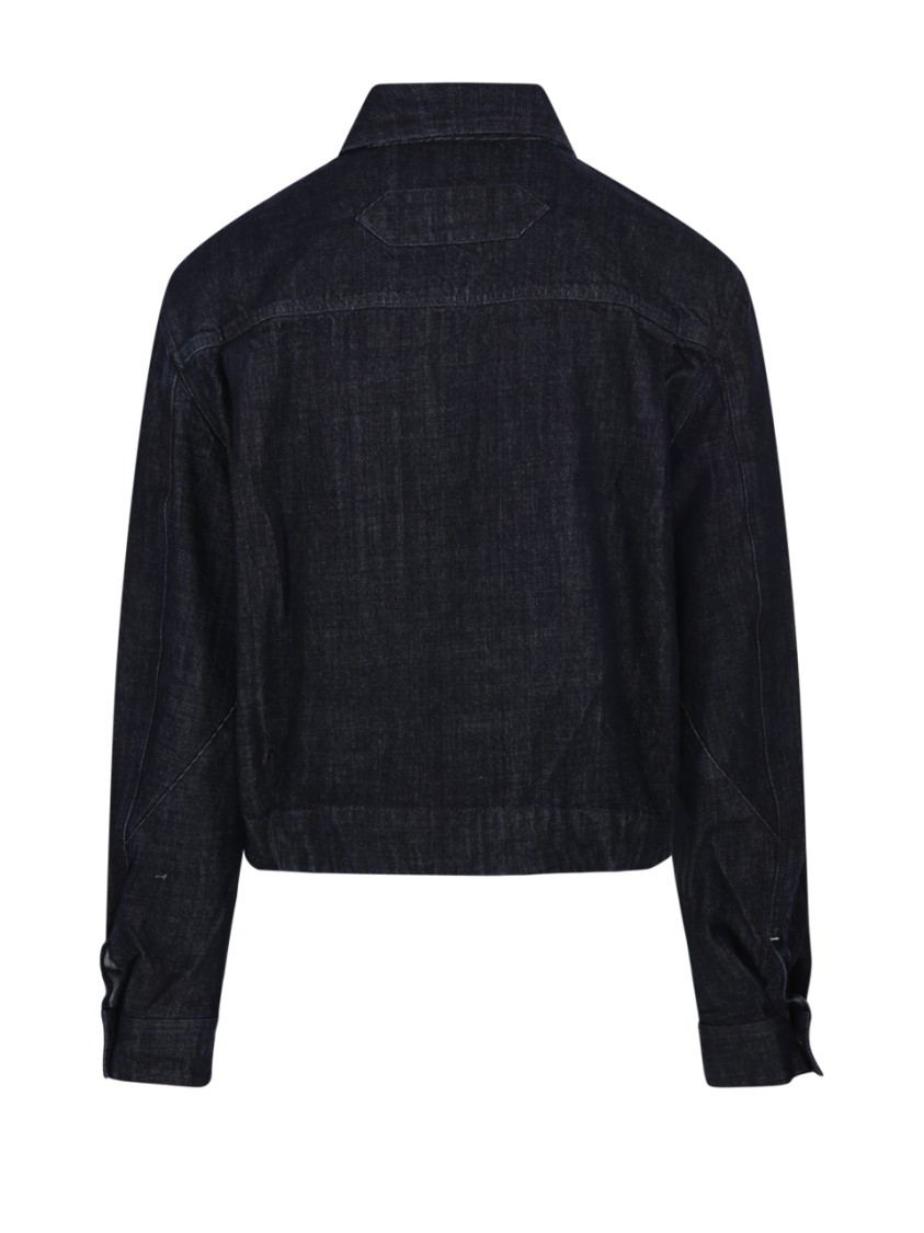 Jacquemus La Veste De-nimes Canevas Blue Jacket With Classic Collar And Logo Lettering On The Front In Denim M In Blue