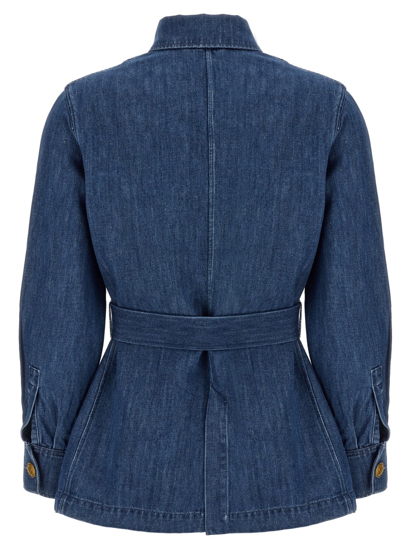 Valentino Denim Safari Jacket In Blue