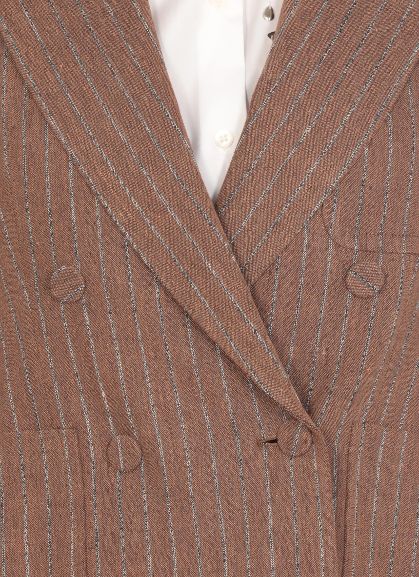 Shop Dries Van Noten Linen Double-breasted Blazer