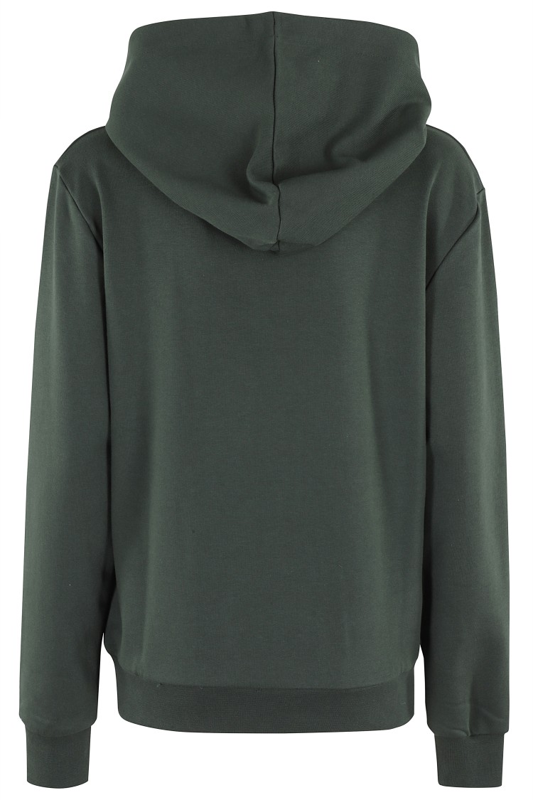 Apc A.p.c. Relaxed-fit Green Hoodie With Velvet Logo Detail In Green