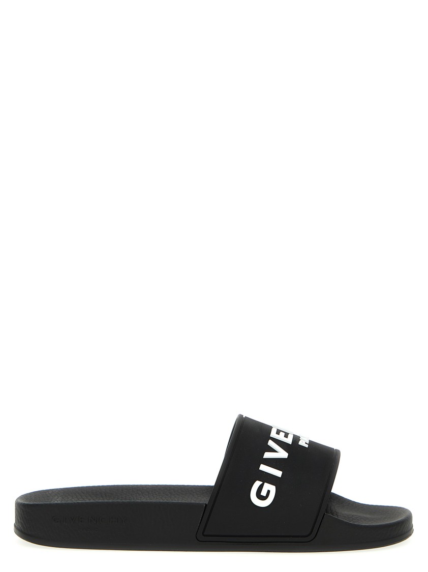 Givenchy Black Rubber Slides With Contrasting Logo