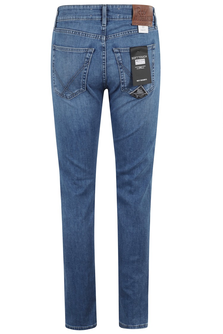 Roy Rogers Slim-fit Blue Denim Jeans With Low-rise Waist In Blue