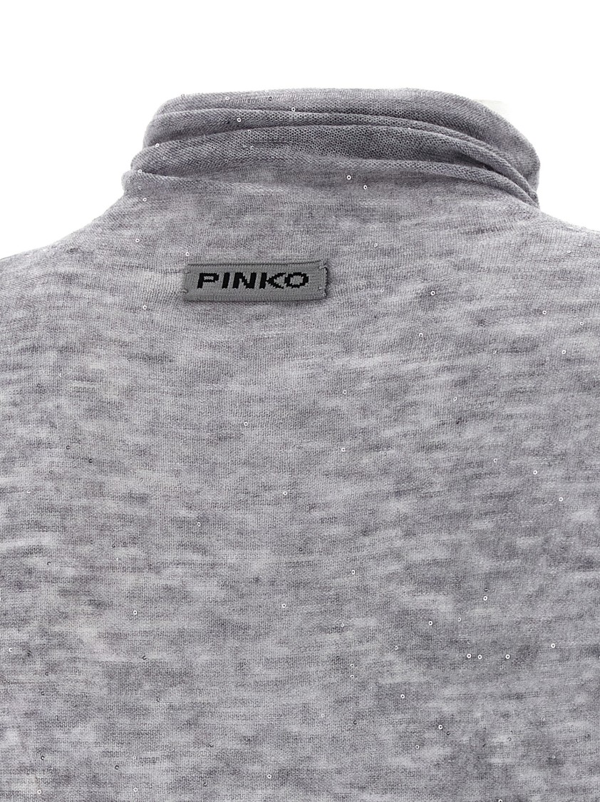 Pinko Semi-sheer Wool Sweater In Gray