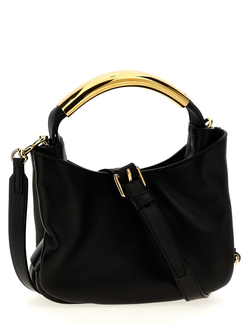 Moschino Small Handle Me Leather Top Handle Bag In Black