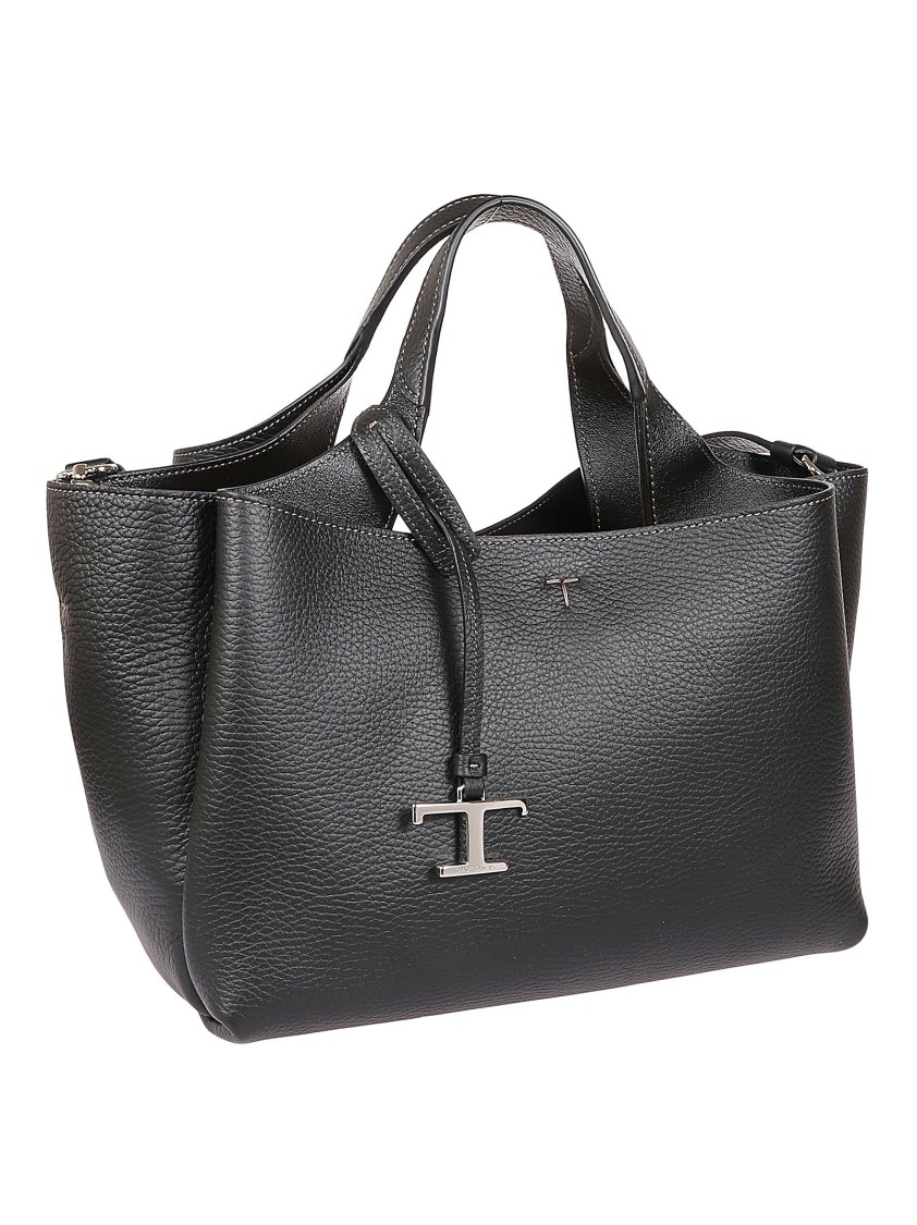 Tod's Structured Leather Handbag In Gray