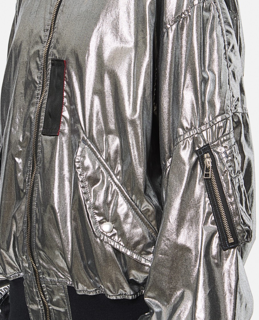 Junya Watanabe Casual Jacket With Elasticated Hem And Metallic Finish In Silver