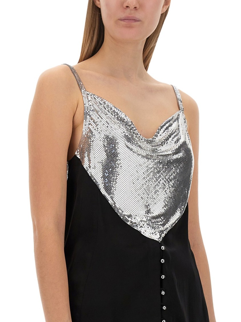 Rabanne Top With Sequin Embellishment And Draped Neckline In Black