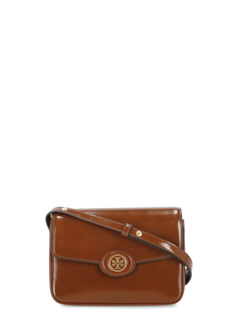 Tory Burch Shoulder Bag With Adjustable Strap And Smooth Finish In Brown