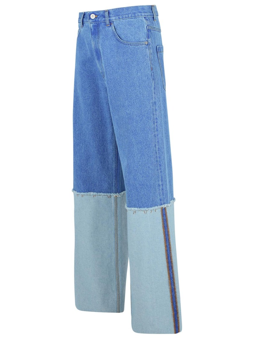 Marni Wide Leg Blue Jeans With High Turn-up In Blue