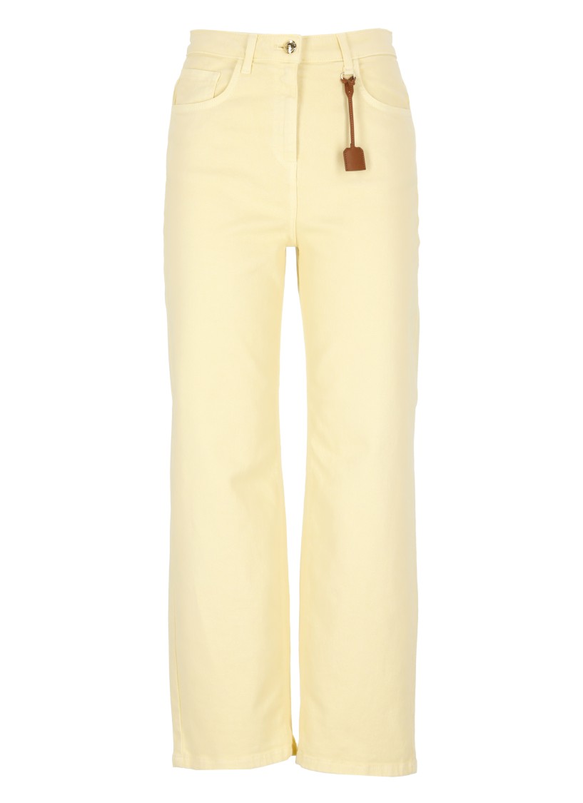 Elisabetta Franchi Straight Cut Cotton Jeans With Belt Loops In Multi