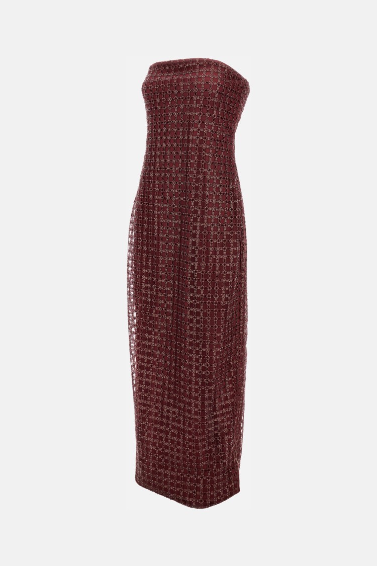 Rotate Birger Christensen Rotate Bordeaux Evening Dress With All-over Paillettes In Burgundy