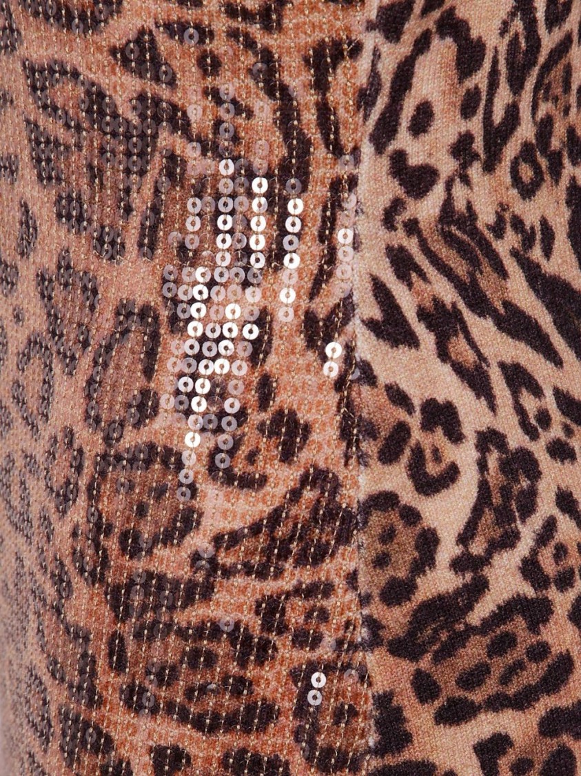 Twinset Twin-set Form-fitting Sleeveless Dress With Leopard Print And Sequin Detailing In Animal Print