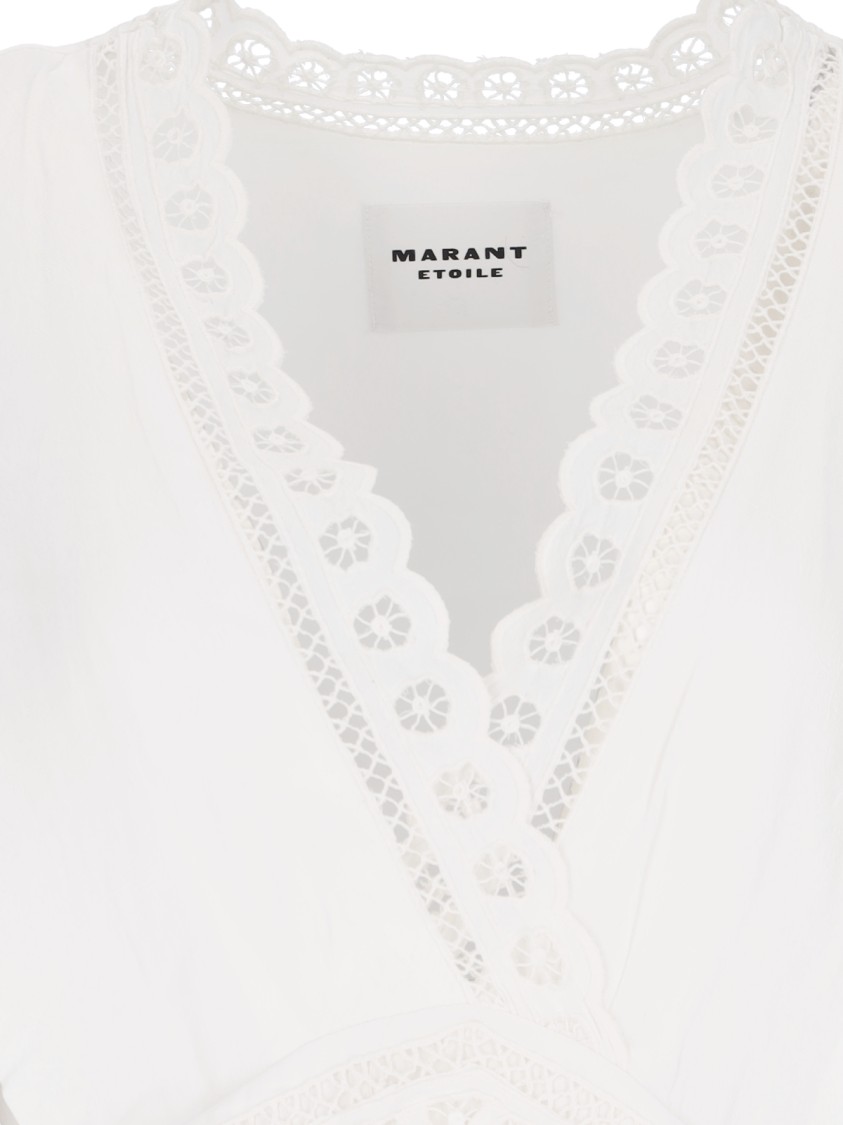 Shop Isabel Marant Étoile Lace Mini Dress In White Viscose Crepe