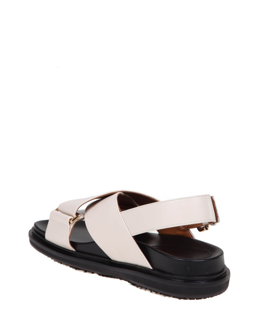 Shop Marni Fussbett Sandal In White Leather