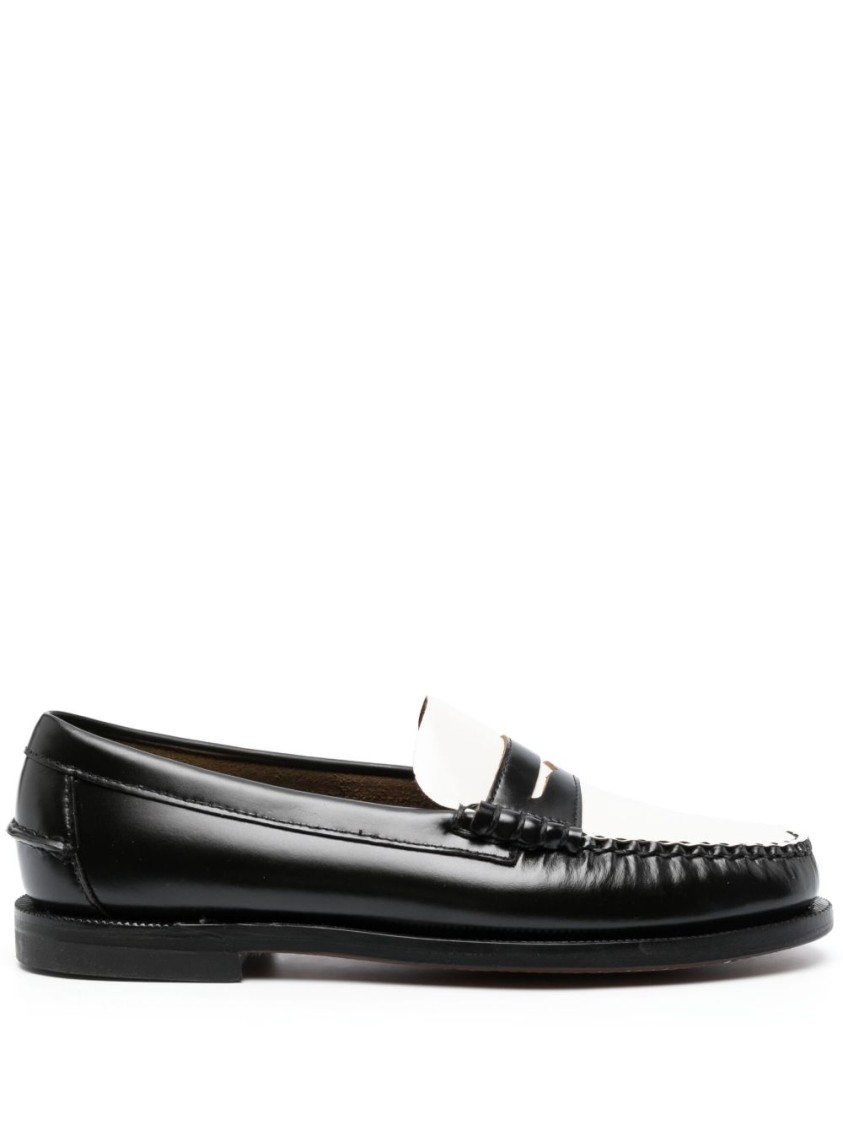 Sebago Loafer-style Black Flat Shoes With Refined Stitching In Black