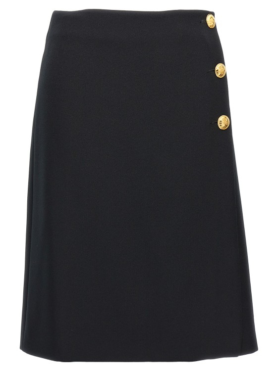 スカート Emilio Pucci Black Cady Wrap Skirt With Button Closure Emilio Pucci Black Cady Wrap Skirt With Button Closure | THE